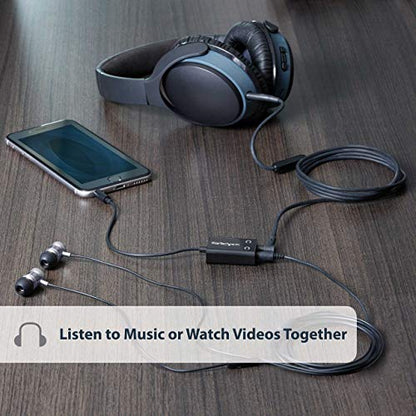 StarTech.com Black Slim Mini Jack Headphone Splitter Cable Adapter - 3.5mm Audio Mini Stereo Y Splitter - 3.5mm Male to 2x 3.5mm Female (MUY1MFFADP) - size: Adapter, style: Black