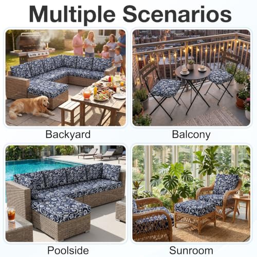Waterproof Outdoor Cushion Covers, Stretch Patio Slipcovers | UV Resistant Coating, Stretch Fabric, Waterproof Protection, Replacement Covers, Fits Patio Furniture Cushions (14 Pieces) - color: Baroque, size: 14PCS