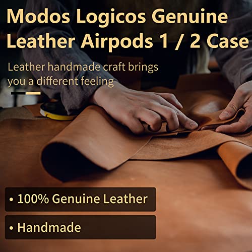 MODOS LOGICOS Charging Case Cover for Apple Air Pods, Genuine Leather Case with a Couple of Drooping Tassels for Apple AirPods 1/2 Charging Case - Green - color: Green(GenuineLeather)