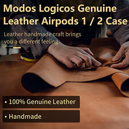 MODOS LOGICOS Charging Case Cover for Apple Air Pods, Genuine Leather Case with a Couple of Drooping Tassels for Apple AirPods 1/2 Charging Case - Beige - color: Beige(GenuineLeather)