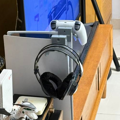 Headphone Wall Mount, Under Desk Headphone Hanger, Controller Holder, Gamepad Controller Holder, Adhesive/Screws, Universal Hanger Hook (Black) - color: Black