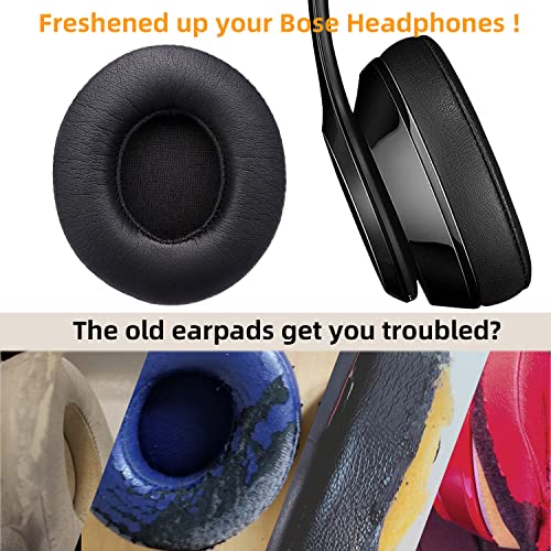 Replacement Ear Pads for Beats Solo 2 & Solo 3 Headphones, Black | Solo2 & Solo3 Earpads Cushions with Noise Isolation Memory Foam and Softer Protein Leather - color: Black