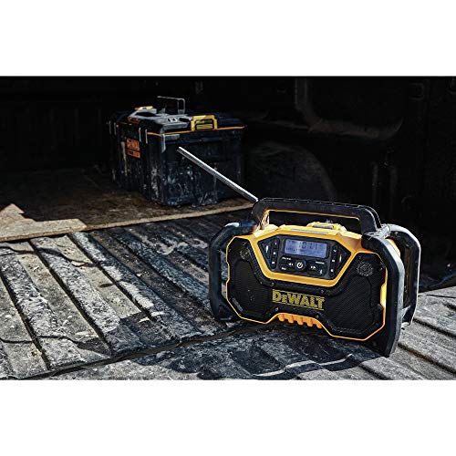 DEWALT 12V/20V MAX Portable Bluetooth Radio, Cordless, 100 ft Range, 3.5” Subwoofers, Jobsite (DCR028B)