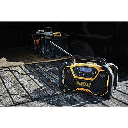 DEWALT 12V/20V MAX Portable Bluetooth Radio, Cordless, 100 ft Range, 3.5” Subwoofers, Jobsite (DCR028B)