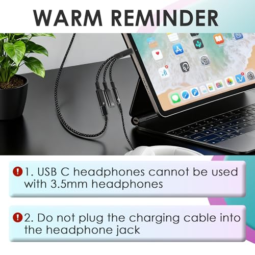 2 Pcs 3 In 1 USB C Aux Splitter Adapter, Type C To 3.5mm Charging Converter | Simultaneous Audio Playback And Fast Charging, Compatible With IPhone, Samsung, Huawei Mate, Stable Sound Transmission