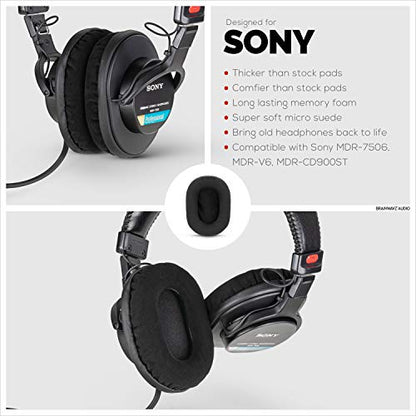 Brainwavz Replacement Micro Suede Earpads for SONY MDR 7506, V6, CD900ST, Memory Foam Ear Pad & Suitable for Other On Ear Headphones, Micro Suede Black - color: Micro Suede Black