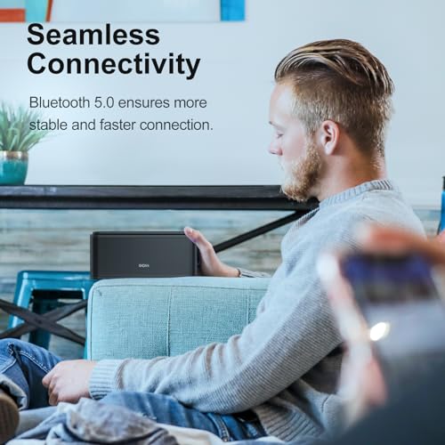 DOSS SoundBox Touch Wireless Bluetooth Speaker-12W HD Sound with Rich Bass | Portable & Small Design, IPX5 Waterproof, 20H Playtime, Handsfree, House, Office Desktop, Bedroom, Indoor Use, Black - color: Black