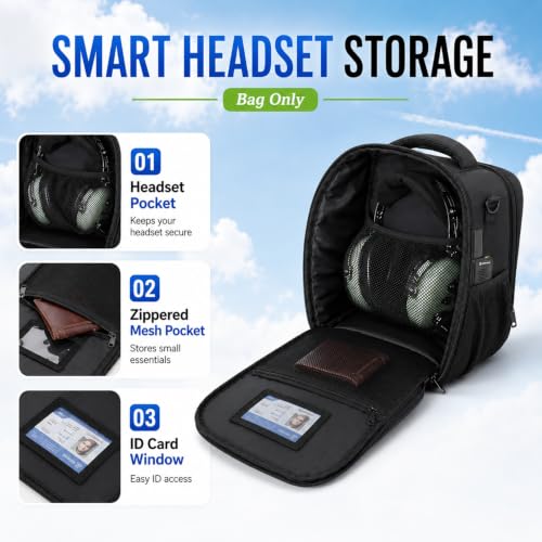 Flight Bags for Pilots, Aviation Headset Pilot Bag with Pockets, Bag Only