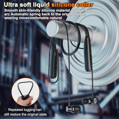 Kinobo Neckband Bluetooth Headphones, 6.0 Bluetooth 100 Hours Playtime，IPX7 Sports Waterproof Earbuds with Microphone Noise Cancelling with HiFi Speakers Multiple Switchable Sound Modes - color: Cable