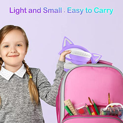 LOBKIN Bluetooth 5.4 Kids Headphones with Case - RGB LED Light Up Cat Ears Foldable Adjustable Over Ear Headphone Support Wireless or 3.5mm Wired Mode for Toddler & Girls & Boys Teens