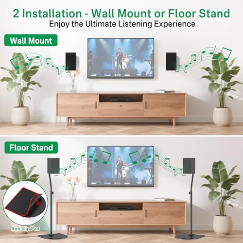 Speaker Stand Pair for Samsung Stands and Wall Mount - 33" to 42" Height Adjust Floor Stand for Samsung Surround Sound Rear Speakers with Keyhole & Thread Hole