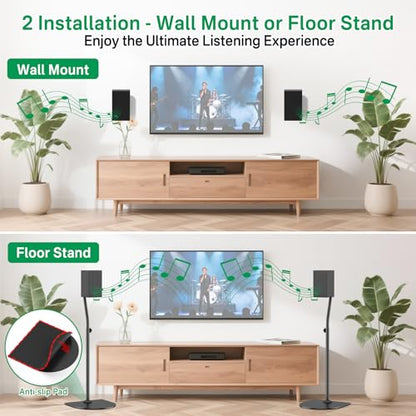 Speaker Stand Pair for Samsung Stands and Wall Mount - 33" to 42" Height Adjust Floor Stand for Samsung Surround Sound Rear Speakers with Keyhole & Thread Hole