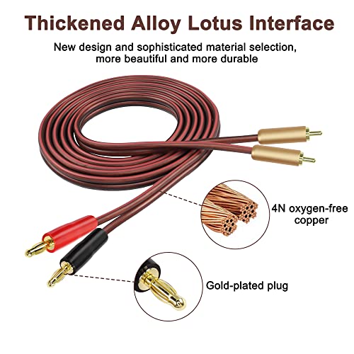 MEIRIYFA 2RCA Plugs to 2 Banana Plugs Speaker Wire, Dual Banana Plug to RCA Male Plug OFC HiFi Speaker Cable for Speaker Subwoofer - 2M