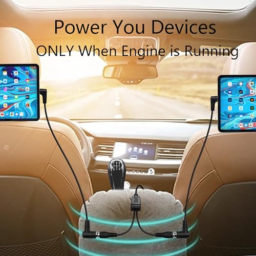 Short DC Power Splitter Right Angle 5.5mm x 2.1mm Male to Double RCA Female Cable, for Car Mounted Dual Screen DC Adapter Power Cable