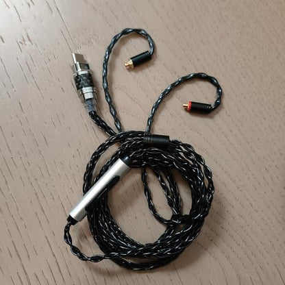USB Type-C to MMCX Headphone Cable, Built-in DAC Amp, Braided Audio Cable with Carrying Case (USB C to MMCX) - size: USB C TO MMCX
