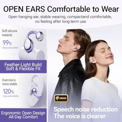 2026 New Jewelry-Inspired Clip-On Earbuds with Detachable Sparkle Butterfly Earrings, Bluetooth 6.0, Cute Wireless Headphones for Women, 50H Playtime, Low Latency, Sports & Workouts (Purple) - color: Purple