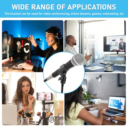 2pcs Microphone Clip Adjustable Angle U Shaped Mic Clip Holder with Screw Adapter Universal Microphone Holder for Most Wired or Wireless Handheld Microphone Stand(Black)