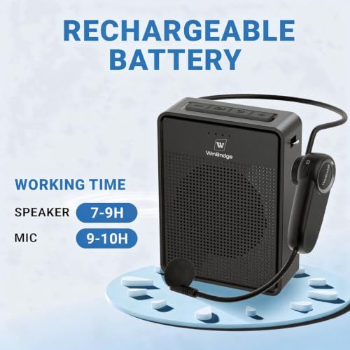 Voice Amplifier Wireless Microphone Headset B002, Original Sound Portable | Microphone and Speaker Set, 15W Megaphone Speaker with Bluetooth Mic, Personal PA System for Teachers Classroom Tour Guide