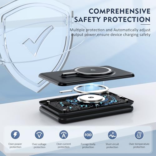 Wireless Charger iPhone - 3 in 1 Charging Station for Apple Devices for iPhone 17 16 15 14 13 12 Pro Max Plus - Foldable Magnetic Charging Pad for Apple Watch Series & Airpods Series - color: Black