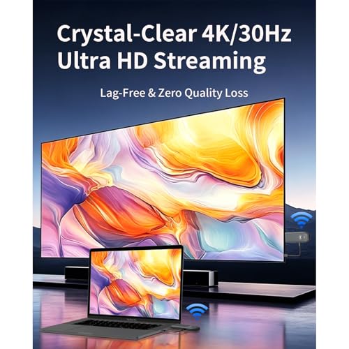 4K Wireless HDMI Transmitter and Receiver 328FT/100M, 2026 Upgraded 4K Input & 4K Output, 5G+2.4G Plug & Play HDMI Wireless Extender for Laptop PC Camera to TV Box Monitor Projector