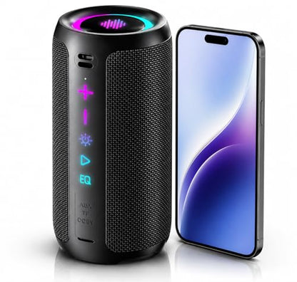 Portable Bluetooth Speaker, Powerful Sound Wireless Speaker: Boost Bass, Bluetooth 5.4, 24H Playtime, 8 RGB Modes, IPX7 Waterproof, TWS Pairing, Beach/Vacation Essentials, Gift Ideas（Black） - color: Deep Black