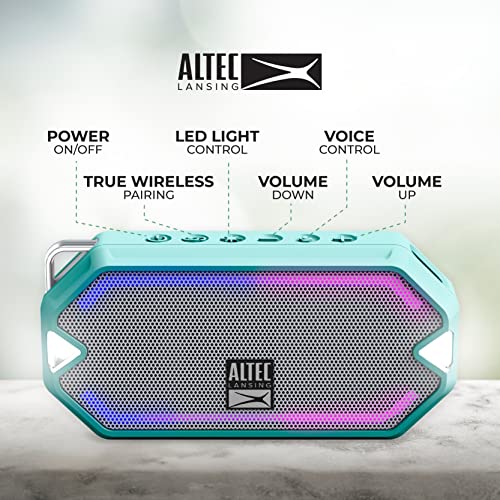 Altec Lansing - HydraMini Wireless Bluetooth Speaker, IP67 Waterproof USB C Rechargeable Battery with 6 Hours Playtime, Compact, Shockproof, Snowproof, Everything Proof (Mint Green) - color: Mint Green