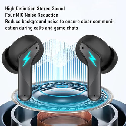 Zunate Wireless Gaming Earbuds, 2.4GHz USB C Adapter Bluetooth 5.3 Low Latency 20ms Earphones with ENC Mic Immersive 3D Stereo Sound for VR Console PC (Black) - color: Black