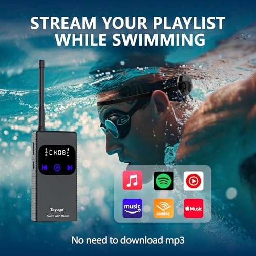 Tayogo Rock PRO W24 Swimming Headphones – Bone Conduction Waterproof Headphones for Swimming, 4-in-1 MP3 Player 32GB, Bluetooth 5.4, FM Radio (Yellow) - color: Yellow