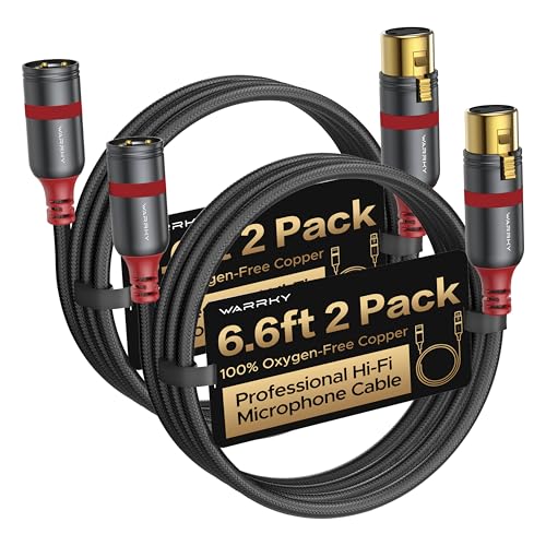 Warrky XLR Cables 6.6ft 2 Pack [Oxygen-Free Copper (OFC), Gold-Plated Connector] Balanced Microphone Cable Male to Female Professional Hi-Fi XLR Cable - style: 6.6ft 2 pcak