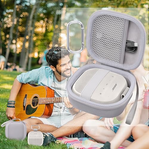 Aenllosi Case for Bose SoundLink Micro 2nd Gen Speaker, Gray-White | EVA case construction, Water-resistant design, Dust-resistant design, Protective case only - color: Grey-White, style: Hard Case for Bose SoundLink Micro 2nd Gen