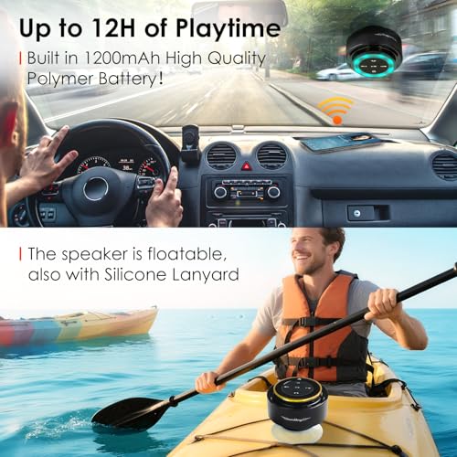 XLEADER (Upgraded Pro Shower Speaker, Certified IPX7 Waterproof Bluetooth Speaker, 8W Crystal Sound&Rich Bass, 15H Playtime, with Suction Cup&Silicone Lanyard,Ideal Gifts, SoundAngel Mate(2 Gen) Gold - color: B Gold