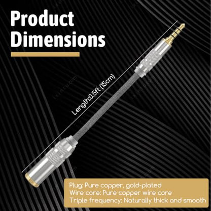 3.5mm Male to 4.4mm Female Headphone Adapter Cable, HiFi Converter for Headphone Amps Female Cord Converter Connector Gold-Plated Copper, 0.5ft