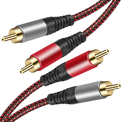 Tiierzon RCA Cable 12Ft,2Rca Male to 2-RCA Male Audio Stereo Subwoofer Cable [Hi-Fi Sound] Nylon-Braided Auxiliary Audio Cord for Home Theater, HDTV, Amplifiers, Hi-Fi Systems,Speakers and etc (12Ft) - size: 12Ft