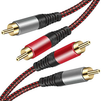 Tiierzon RCA Cable 30Ft,2Rca Male to 2-RCA Male Audio Stereo Subwoofer Cable [Hi-Fi Sound] Nylon-Braided Auxiliary Audio Cord for Home Theater, HDTV, Amplifiers, Hi-Fi Systems,Speakers and etc (30Ft) - size: 30Ft