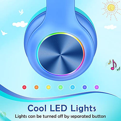 Candy Bila Kids Bluetooth 6.0 Headphones, LED Light, 85Hours Playtimes - color: Blue