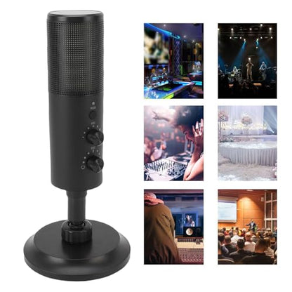USB Microphone,with Brilliant RGB Lighting Headphone Output Volume Control, Mute for Computer Mobile Phone Live Streaming Recording