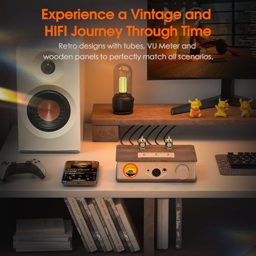 Douk Audio Tube Headphone Amp: for XLR, 4.4mm, 6.35mm HiFi Headphones, Stereo Preamplifier for Amplifiers, Speakers, Home Desktop Audio System, with VU Meter & German Valvo Vacuum Tubes (E2)