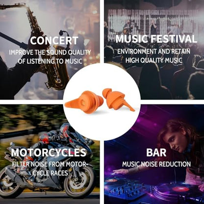 LYSIAN High Fidelity Concert Ear Plugs, 23dB, 2 Pairs with Case, Orange | Reusable soft musician earplugs for concerts, festivals & raves; 23dB noise reduction, 2 pairs with aluminum case - color: Orange