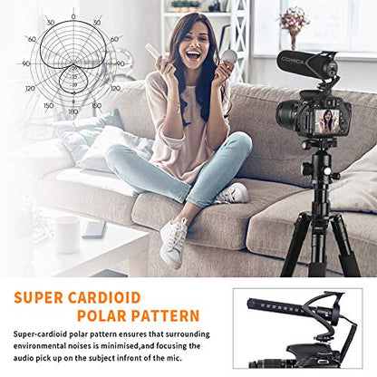 COMICA CVM-V30 LITE B Video Microphone,Super-Cardioid Condenser On-Camera Shotgun Microphone for Canon Nikon Sony Panasonic DSLR Cameras,Mic for iPhone Android(with Windmuff)