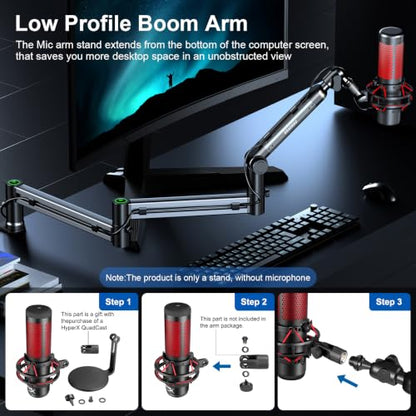 Microphone Arm,Aokeo AK-58i Desk Low Profile Mic Boom Arm Stand,Suitable For Blue Yeti,Snowball iCE,HyperX QuadCast,SoloCast,Elgato Wave,Etc（Gun Metal Gray） - color: AK-58i (Gun Metal Gray)