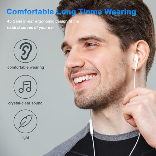 2 Pack Wired Headphones for iPhone Earbuds iPhone 14 Headphones Wired | Wired Earbuds for iPhone Built-in Microphone & Volume Control Nosie Reduction Headsets Compatible with iPhone 14/13/12/11/XR - color: LWhite