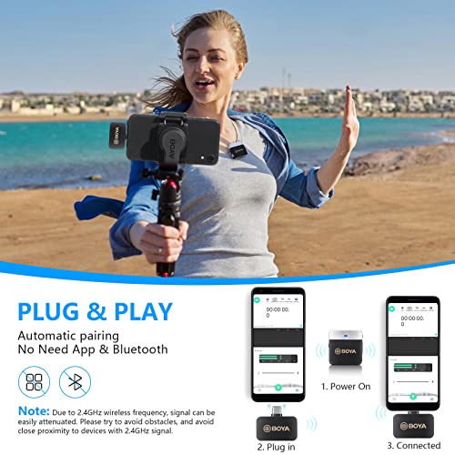 BOYA Wireless Lavalier Microphone 2.4GHz Duan Channel Wireless Micrrophone System with Transmitter and 1 Receiver for Camera iPhone Android Phone Video Recording YouTube Vlog Live Streaming (BY-M1V3) - size: BY-M1V3