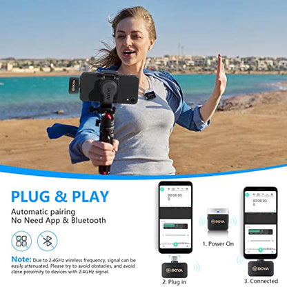 BOYA Wireless Lavalier Microphone 2.4GHz Duan Channel Wireless Micrrophone System with Transmitter and 1 Receiver for Camera iPhone Android Phone Video Recording YouTube Vlog Live Streaming (BY-M1V3) - size: BY-M1V3