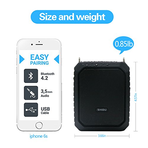 Wireless Voice Amplifier Waterproof Bluetooth Speaker with Microphone M800 | 18W Portable PA System with Waist Clip, Rechargeable Megaphone Microphone and Speaker for Teachers, Tour Guide, Presentation