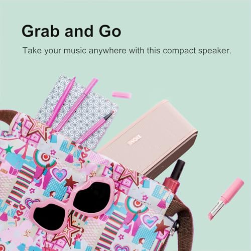 DOSS SoundBox Touch Wireless Bluetooth Speaker-12W HD Sound with Rich Bass | Portable & Small Design, IPX5 Waterproof, 20H Playtime, Handsfree, House, Office Desktop, Bedroom, Indoor Use, Light Pink - color: Light Pink