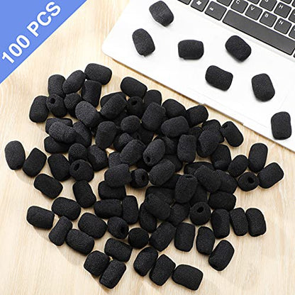 Frienda 100 Pcs Headset Microphone Cover Foam for Lapel Mics