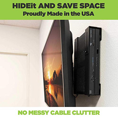 HIDEit Mounts Uni-L Mount - Patented in 2015, Made in USA - Steel Adjustable Large Wall Mount, Hide Your Cable TV Box, Satellite Receivers, DVRs, NVRs, Set-Top Boxes and Other A/V Equipment - size: USA Made Large