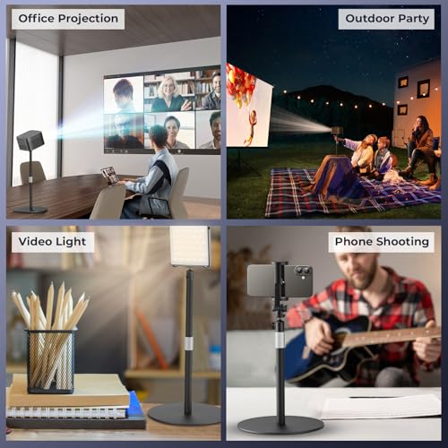 Projector Stand, Desktop Projector Mount with Height Adjustable | 1/4" Screw Compatible with XGIMI, TMY, Nebula, HAPPRUN and Mini Projector, Portable Stand for Camera/Phone/Webcome/Light