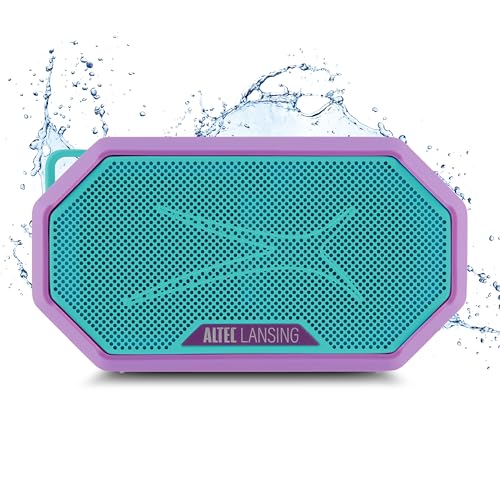 Altec Lansing Portable Bluetooth Speaker HYDRAMINI 2.0, IP67 Waterproof, Portable Speaker, 12h Playtime, Wireless Pairing, USB-C Quick Charge, Magnetic Bluetooth, Voice Assistant Integration - color: Purple/Teal