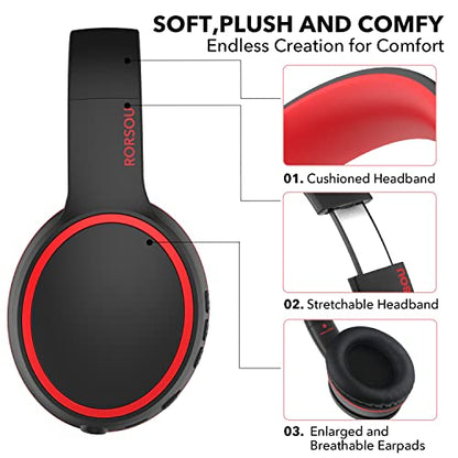 B10 Bluetooth Headphones Over Ear, 2 EQ Music Modes(Normal/Bass) and 50H Playtime Wireless Headphones with Mic, Lightweight Folding HiFi Stereo Headset for iPad/Travel/Tablet/PC/Home (Black) - color: Black